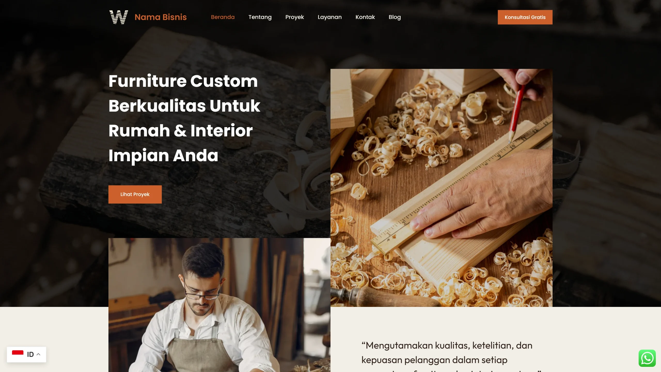 Portfolio Website Bisnis Furniture Custom